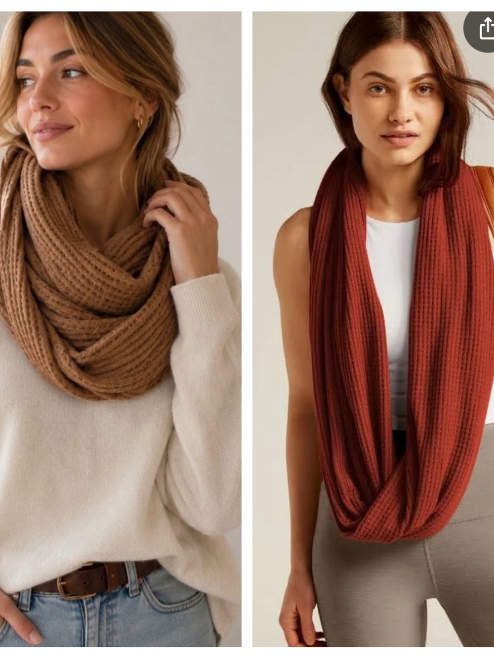 Beyond Yoga Waffle Knit Infinity Scarf Red Sand & Toffee NWT